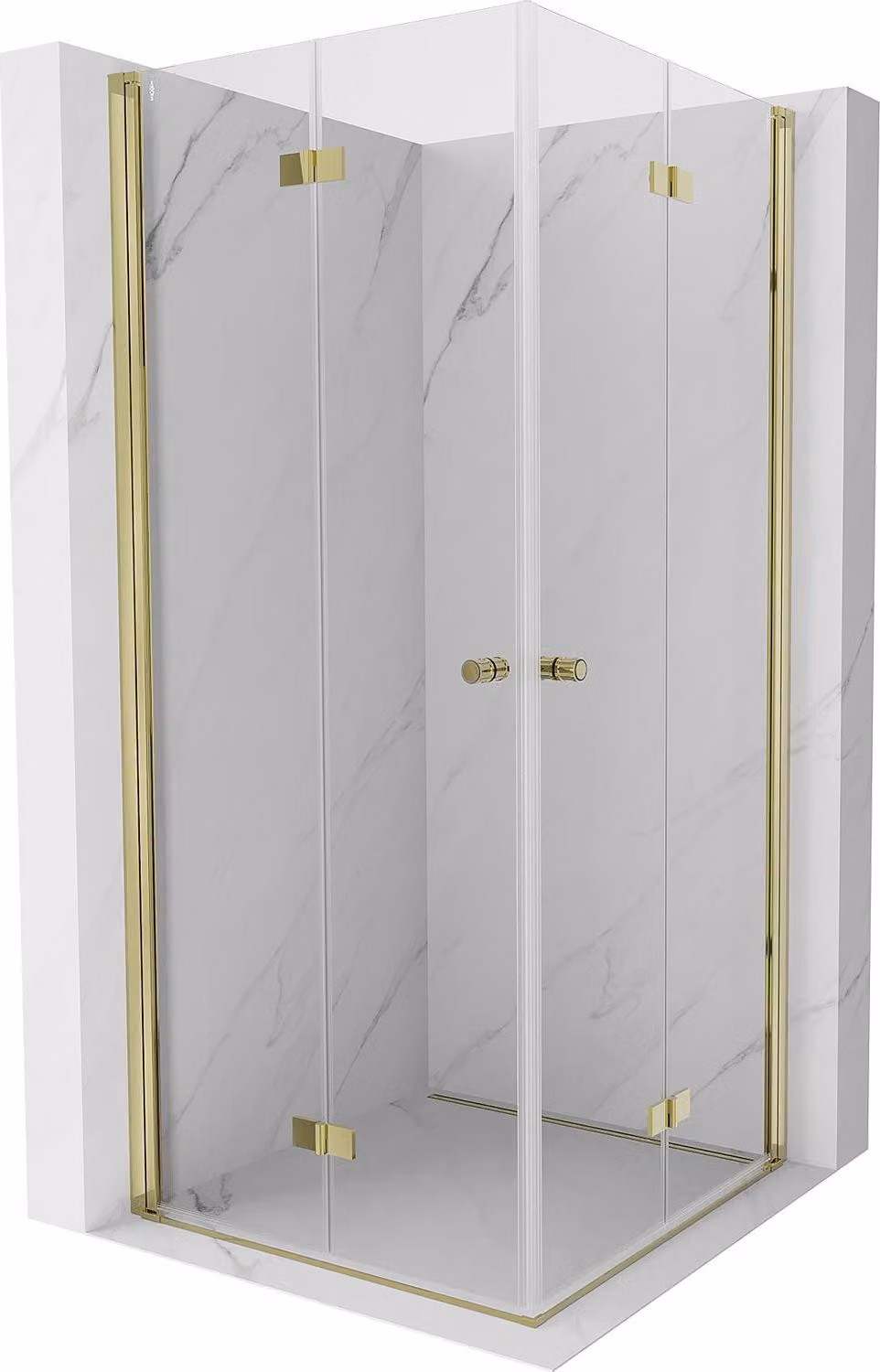 Mexen Mist-F Duo cabina doccia pieghevole 80 x 80 cm, trasparente, oro - 8A6-080L-080P-50-00