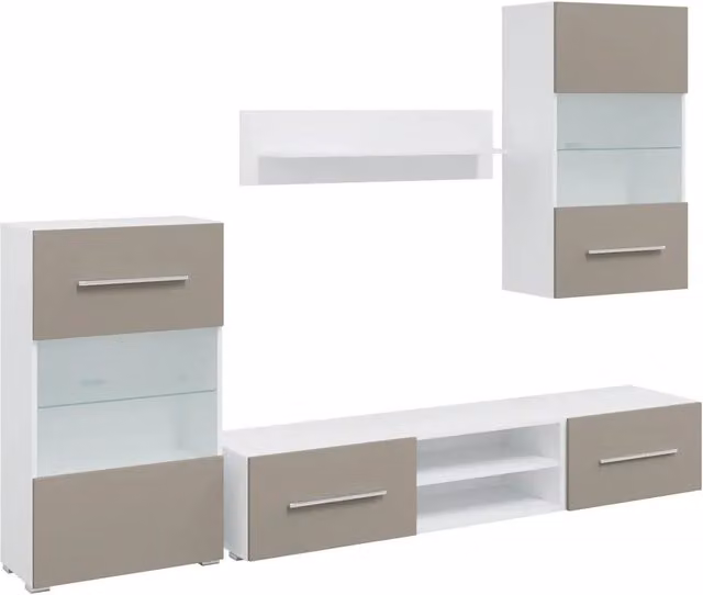 Mobile TV 5 pz | Armadietto TV | Mobile Porta TV con Illuminazione a LED Grigio Pietra Truciolato