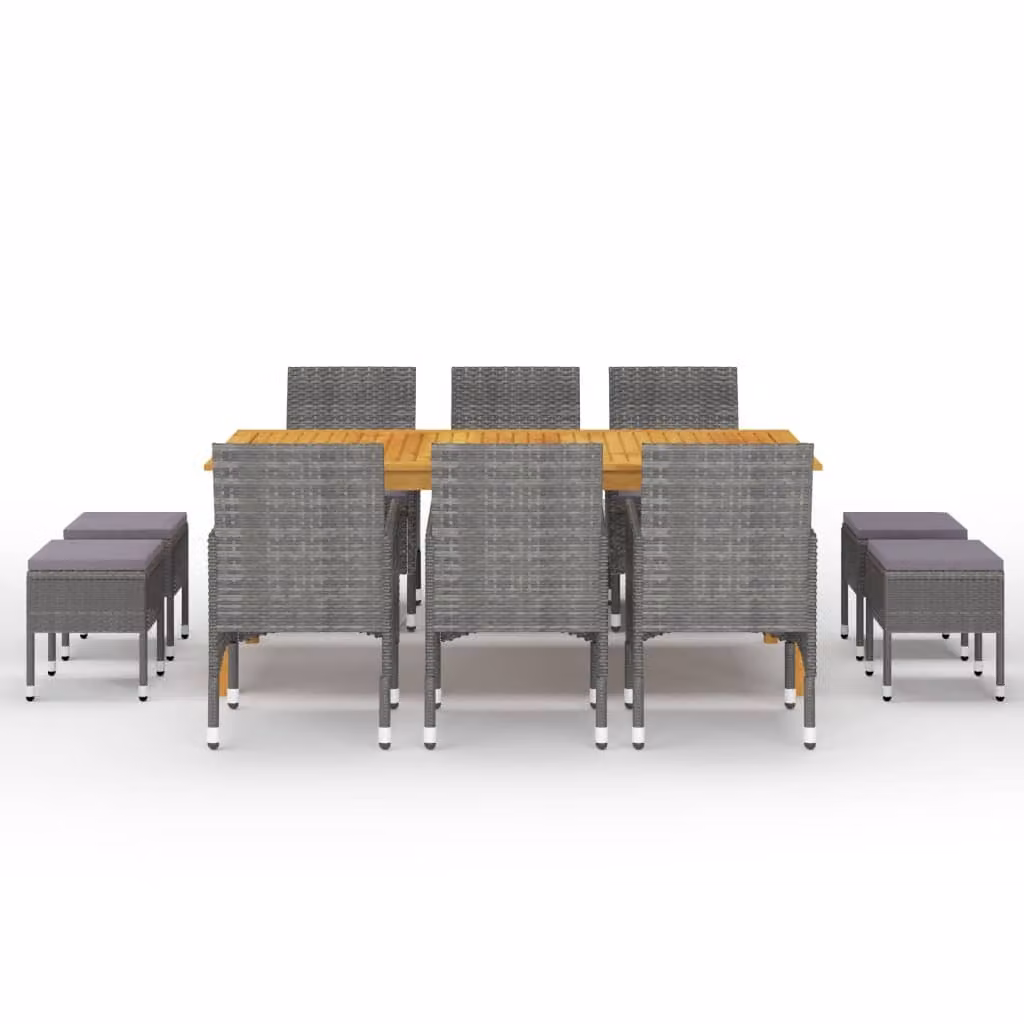 vidaXL Set da pranzo da giardino 11 pezzi grigio