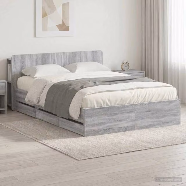 Struttura del letto con stoccaggio e testata Sonoma grigio 3433963