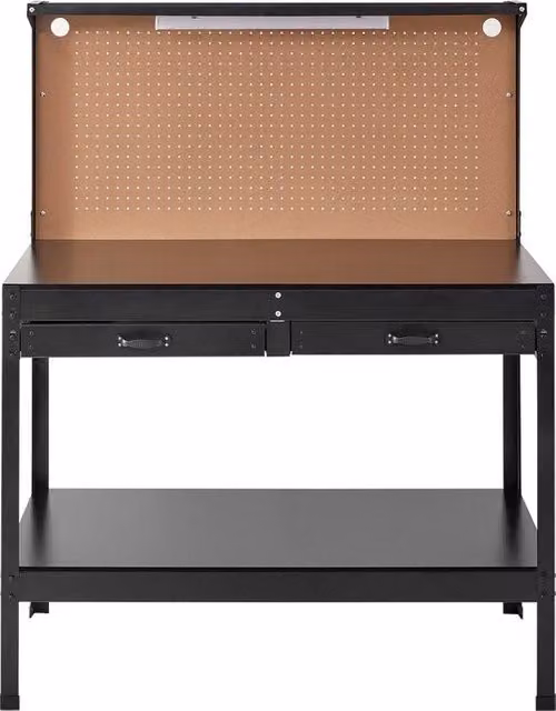 Tavolo da lavoro MERKLOOS per officina con multipresa integrata in acciaio e gomma, Nero, L: 120 cm, P: 60 cm