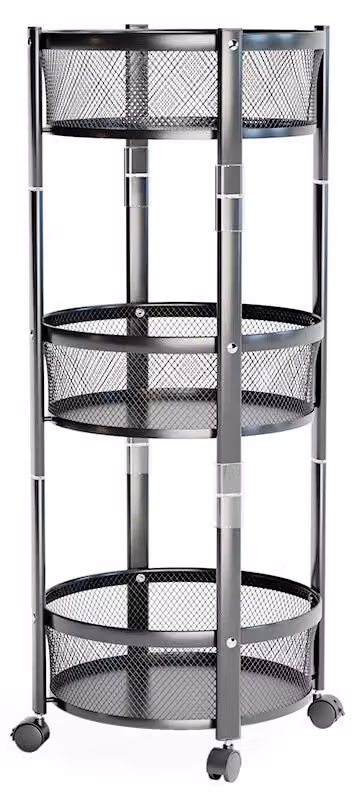 Carrello Vicco Falto Nero 37.5 x 88 cm, con 3 pratici cestini, Model 60749