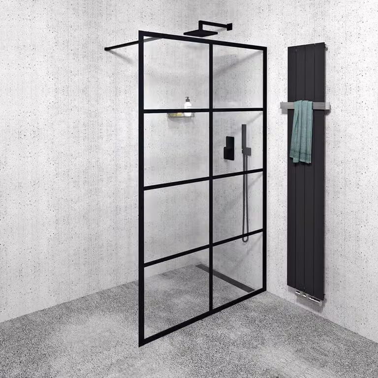 Gelco Cure Black - Schermo doccia 1400x2000 mm, nero opaco/vetro chiaro CB140