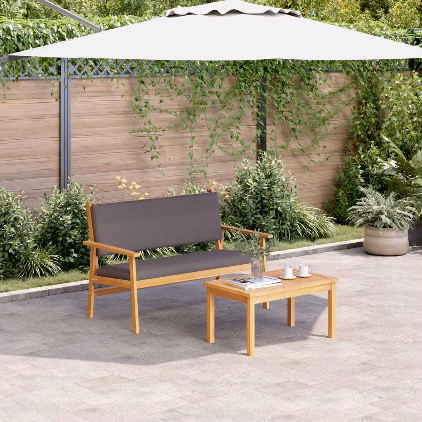 Maison Exclusive - Set da giardino composto da 2 divani, colore antracite, in legno massello di acacia