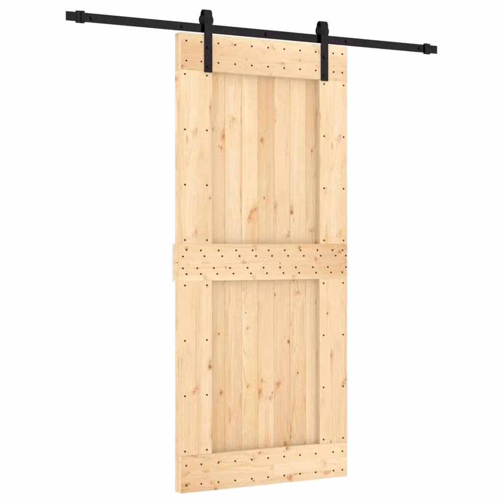 Porta scorrevole moderna vidaXL in legno e acciaio, Colore: Marrone e Nero, L: 200 cm, H: 210 cm – 2