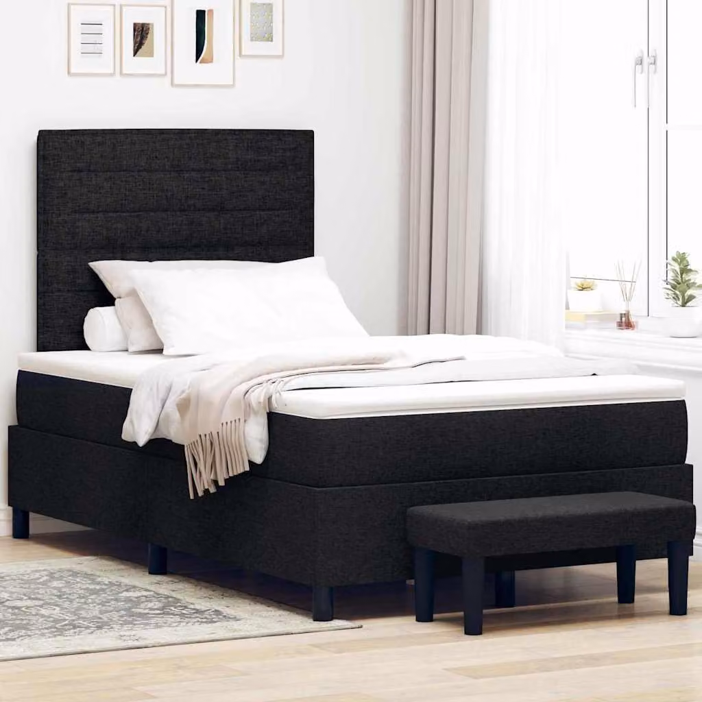 Maison Exclusive - Letto boxspring con testiera, nero, 120 x 190 cm, tessuto