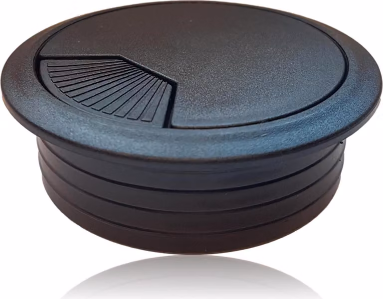 1 x passacavo da scrivania 80mm - colore [nero] - uscita cavo con guarnizione antipolvere per varie scrivanie e piani di lavoro per ufficio | scatola rotonda per cavi in plastica ABS | uscita cavo