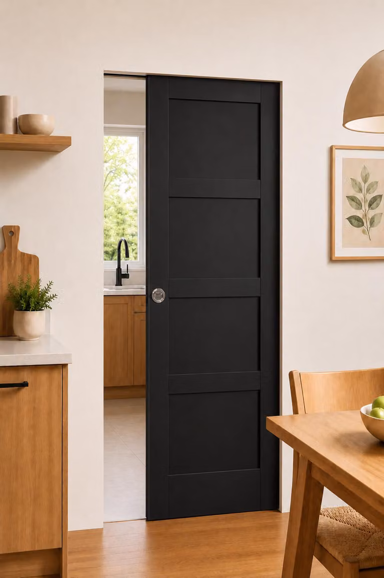 Porta scorrevole Telia nera a 4 pannelli H204 x L73 cm, incasso GD MENUISERIES