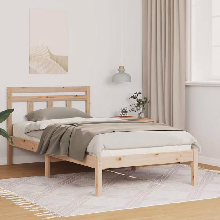 Struttura del letto in pino massello vidaXL Marrone L: 75 cm, P: 190 cm, H: 80,5 cm