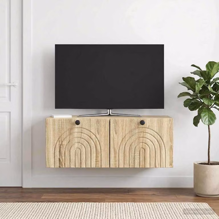 vidaXL Mobile Porta TV da Muro Moderno in Rovere Sonoma, L: 78,5 cm, P: 31 cm, H: 30 cm