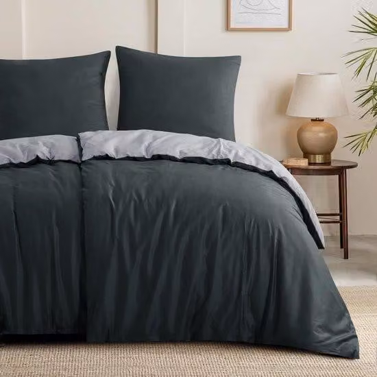 Set di lenzuola in cotone Ibenzoa®, reversibile – 2 lenzuola da 135x200 cm + 2 federe da 80x80 cm, traspirante, con cerniera in metallo, angoli con elastico, per letto matrimoniale