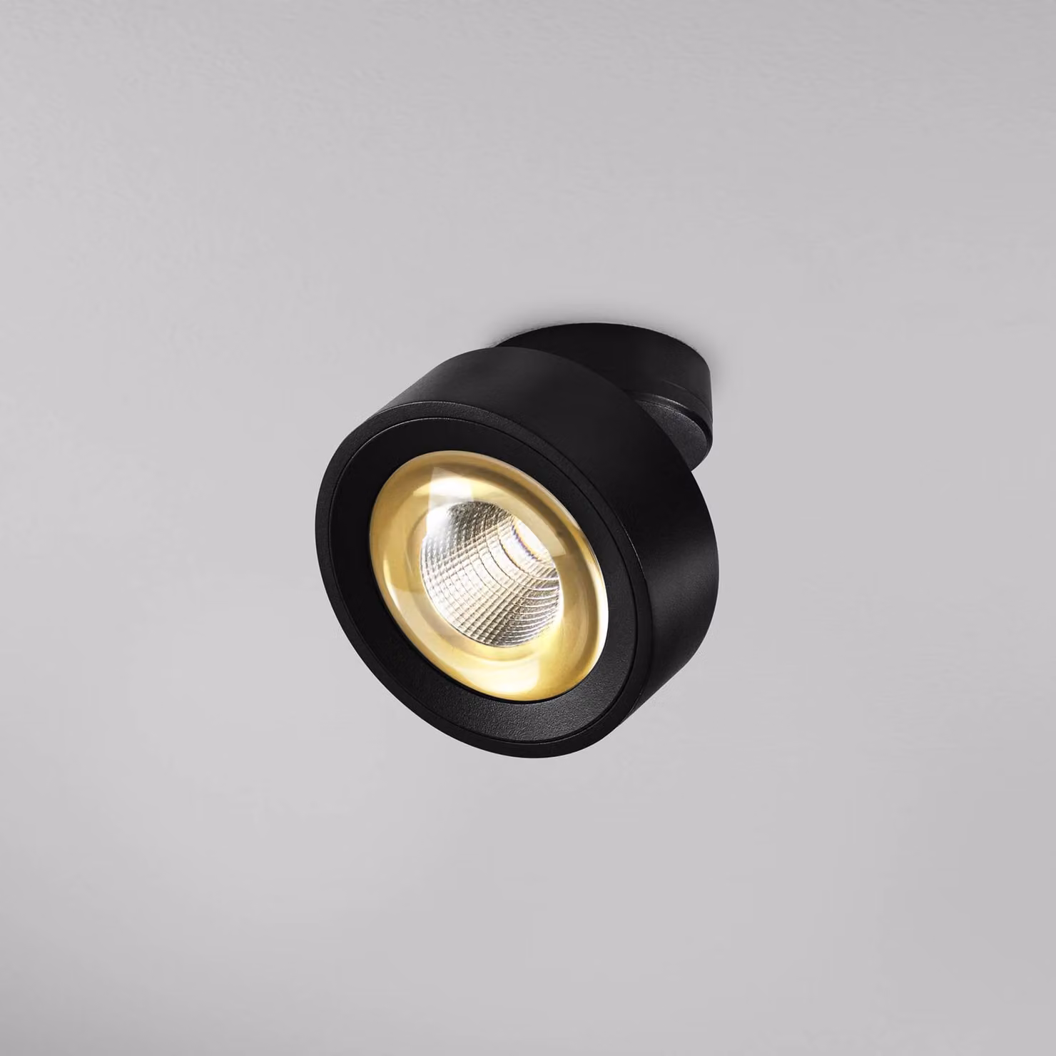 Egger Licht DLS Faretto LED Clippo Optic, nero/oro, Ø 12 cm, DTW dimmerabile, Nero, Soggiorno / Sala da pranzo, Alluminio, Moderno