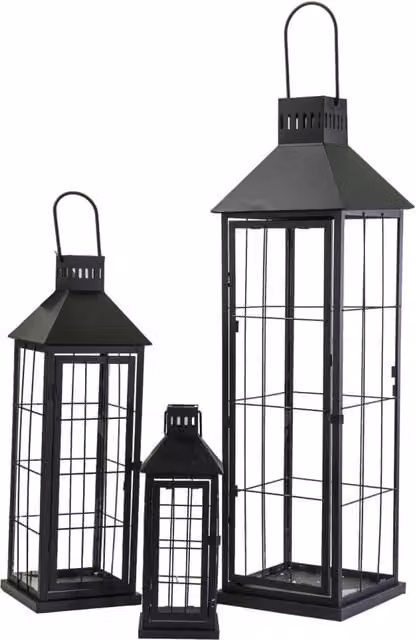 Lanterna metallo 1-3 nero quadro cm26x26h87,5