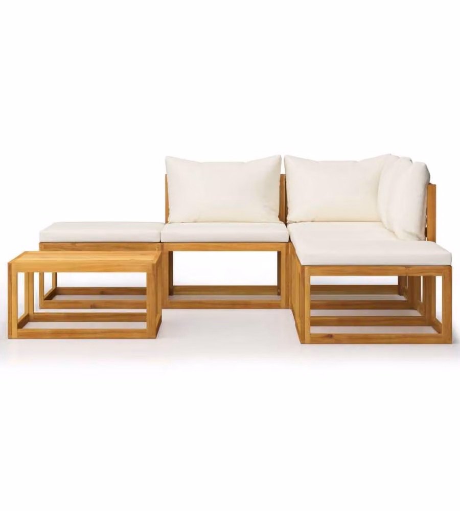 Set Divani Giardino 6 pz con Cuscini Legno Massello di Acacia