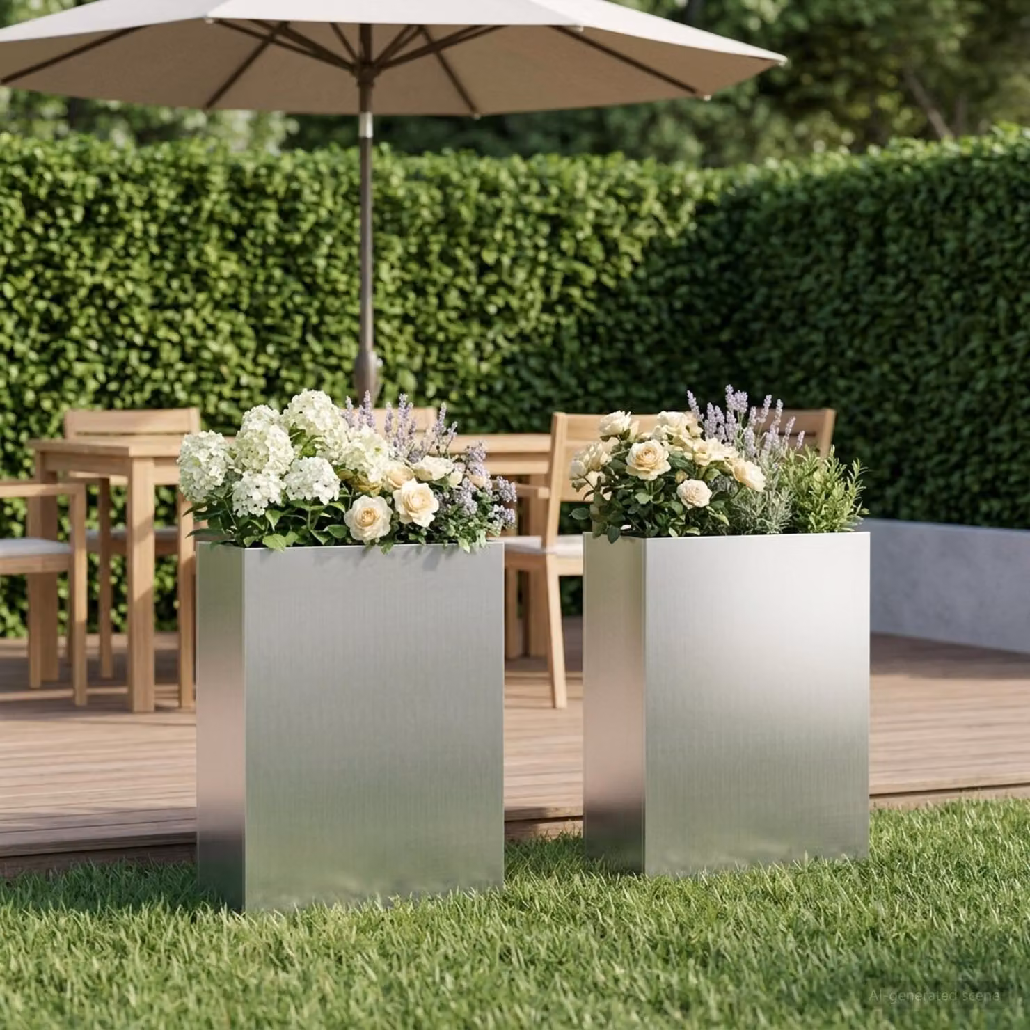 Set di 2 vasi da giardino vidaXL in acciaio zincato color argento L: 40 cm, P: 20 cm, H: 75 cm