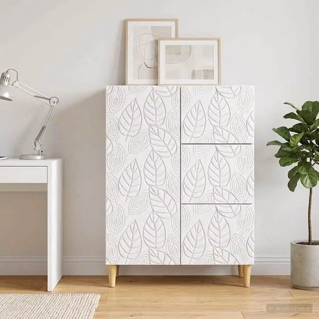 Credenza moderna vidaXL in legno bianco L: 66 cm, P: 34,5 cm, H: 90 cm
