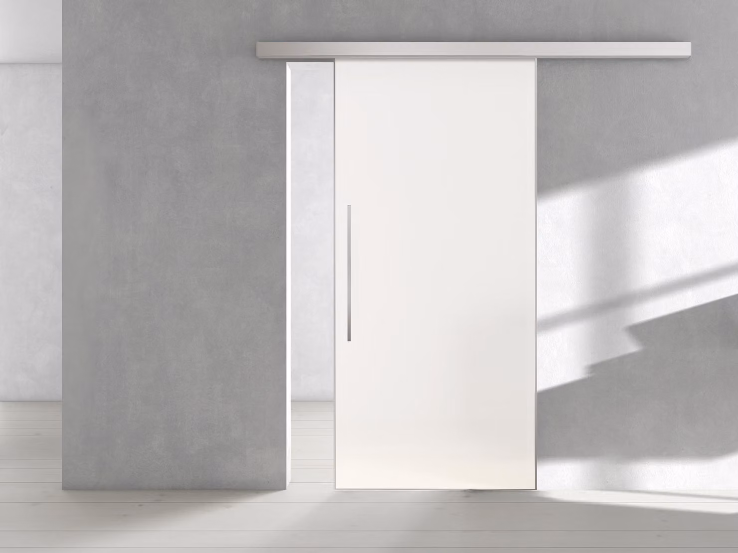 Maniglia per porta scorrevole in vetro (ESG) incl. telaio ESG PURE WHITE opaco FROSTED 935x2058x8mm incl. AIR effetto acciaio inox opaco
