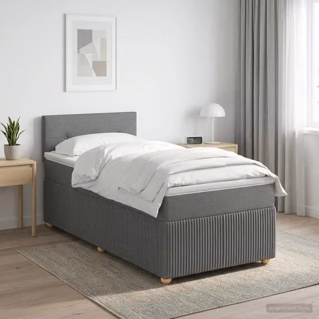 Letto box spring con materasso ibrido vidaXL Grigio Scuro L/P: 100 x 200 cm – 1