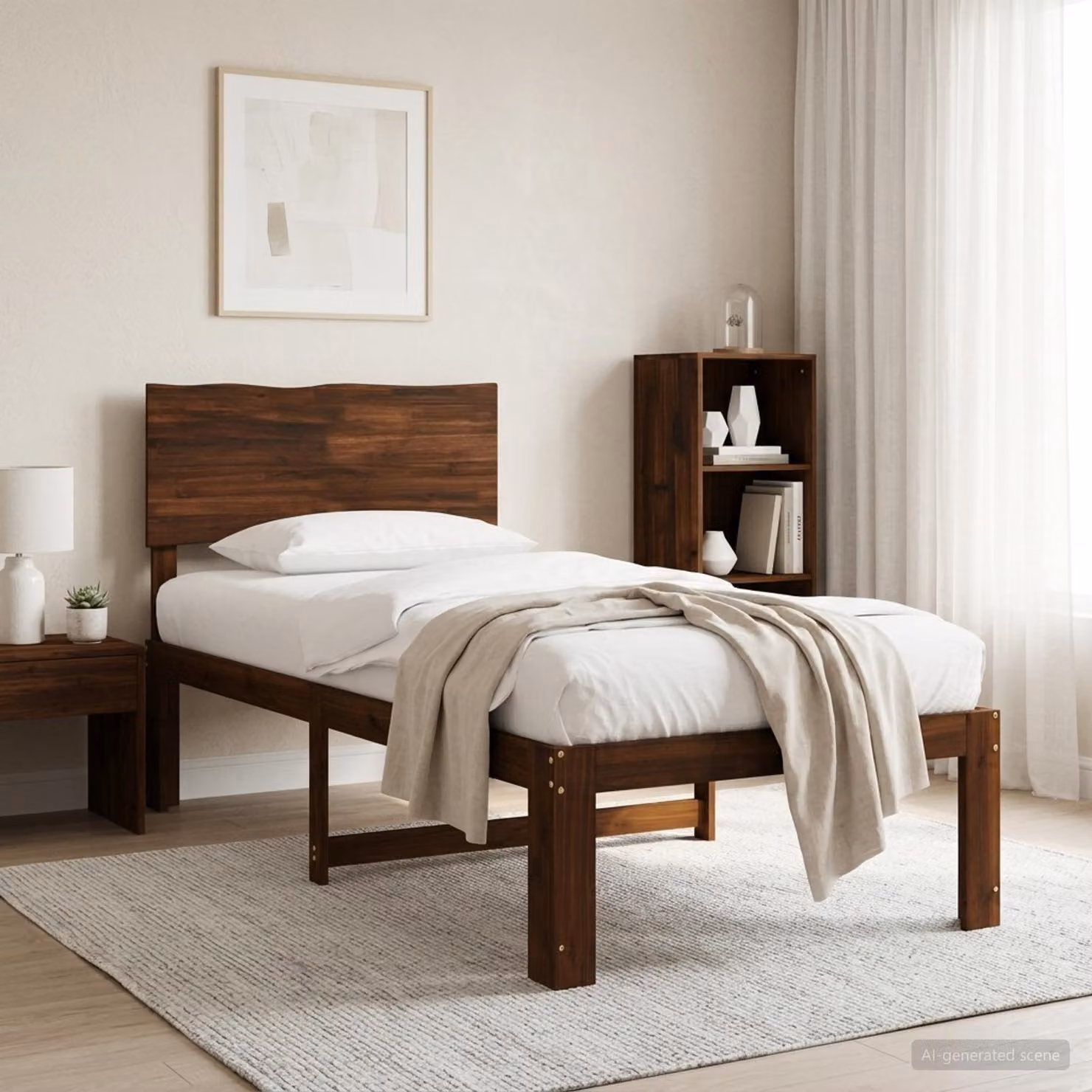 vidaXL Letto Singolo con Testiera ROSTOCK in Legno di Acacia Marrone Scuro L/P/H: 200 x 100 x 140 cm
