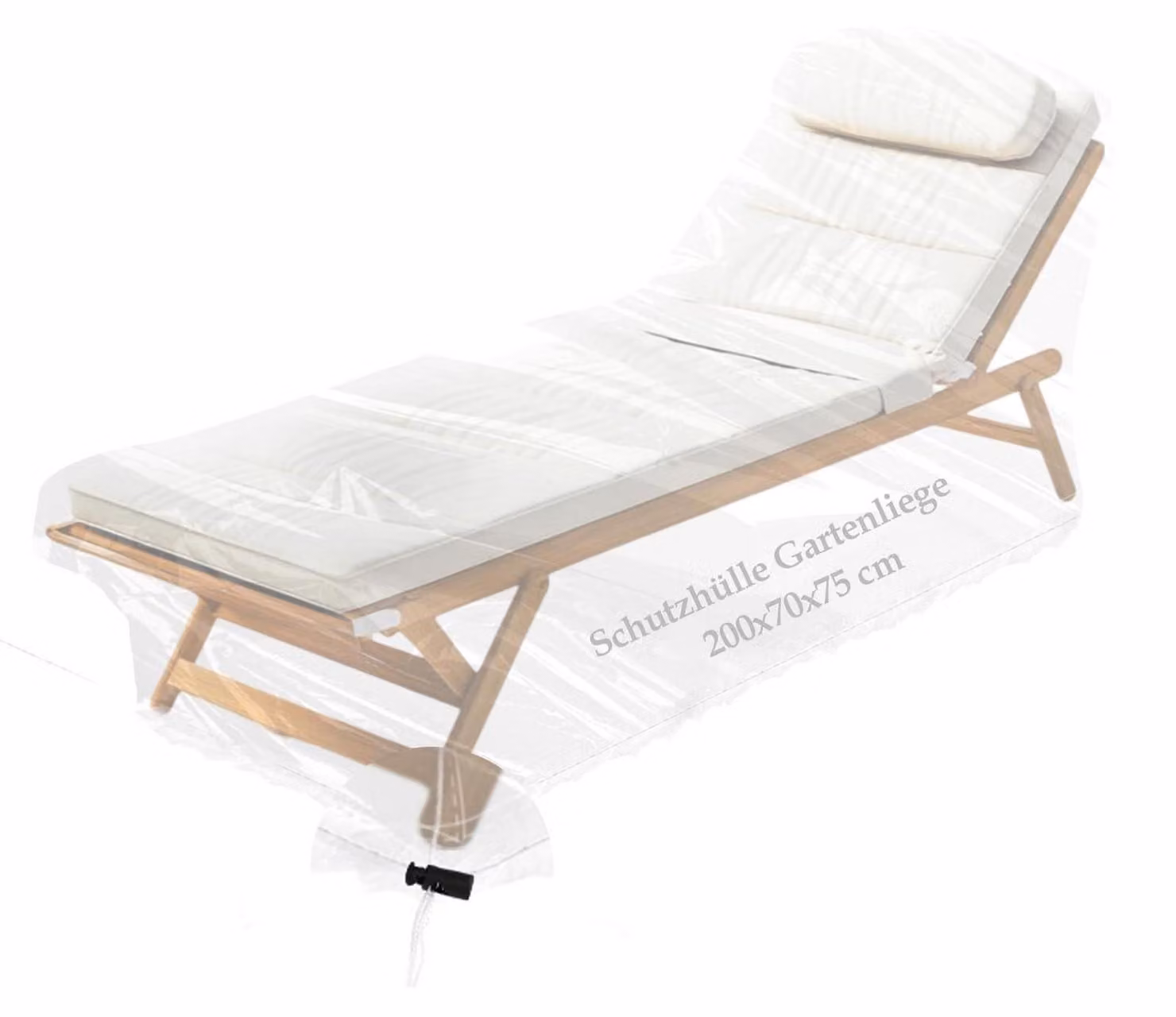 Copertura protettiva per sedia da giardino, dimensioni 200x70x75 cm, trasparente, con cordoncino di serraggio