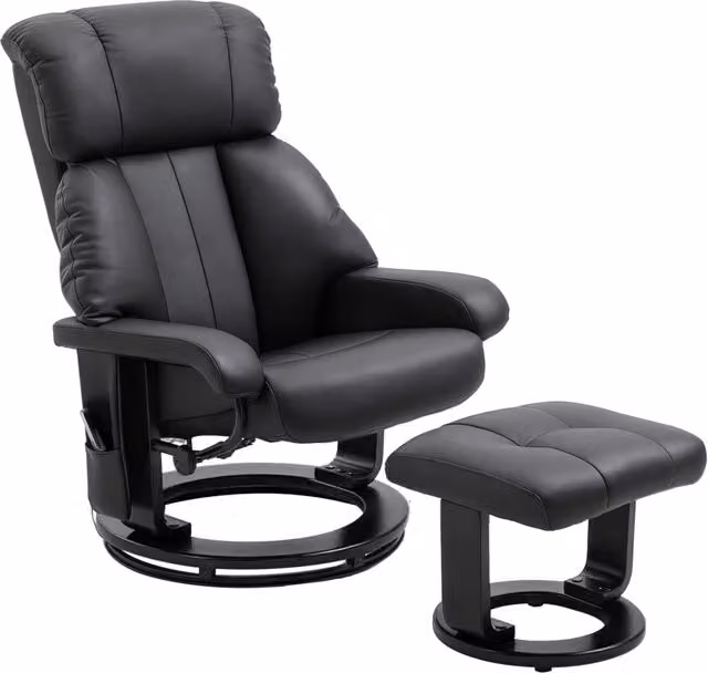 Poltrona relax reclinabile con poggiapiedi ¨C Xylo ¨C Similpelle nera massaggiante elettrica girevole