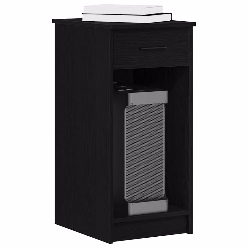 vidaXL Supporto a Torre per Computer con Cassetto in MDF Nero L/P/H: 35 x 45 x 77 cm