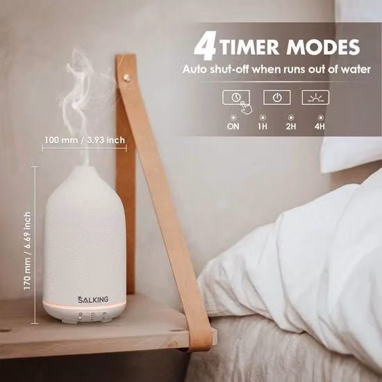 Diffusore di Aromi SALKING Bianco con Luce con Capacità di 150 ml