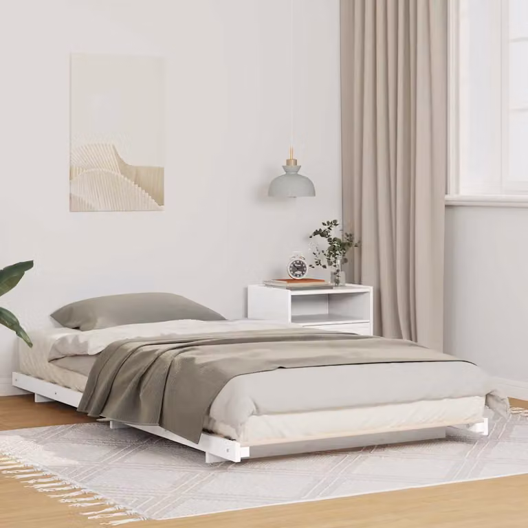 Struttura del letto vidaXL in pino massello bianco L 100 cm x P 220 cm