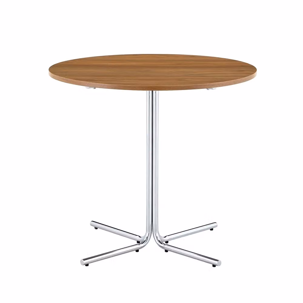 Tavolino da caffè rotondo moderno Minimal effetto noce in MDF e metallo L/P/H: 50 x 50 x 45 cm – 2