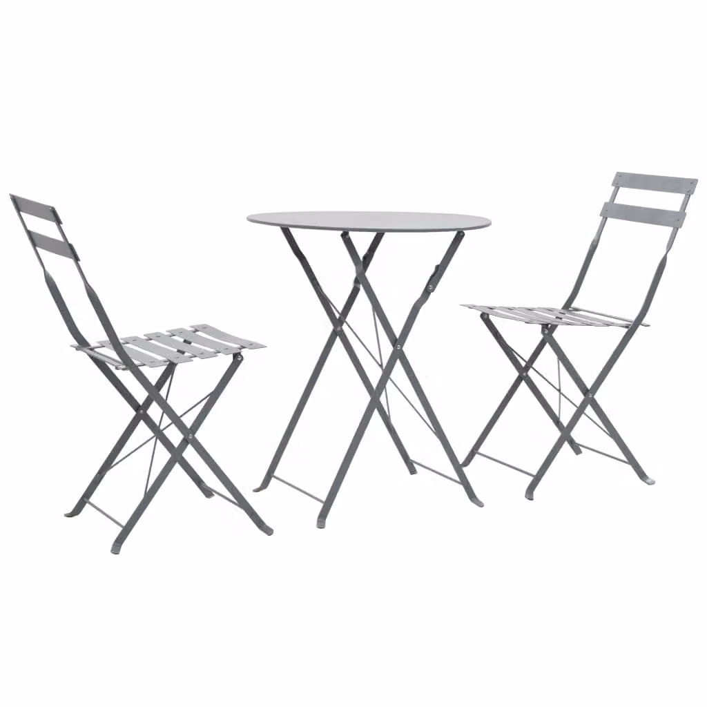 The Living Store Set bistrot da 3 pezzi Set bistrot grigio acciaio