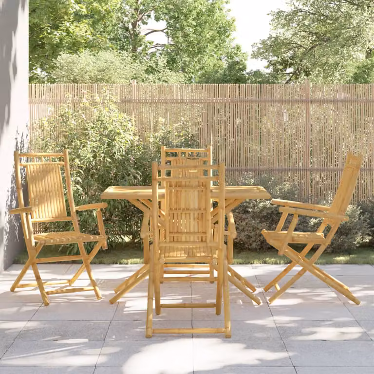 Set da pranzo da giardino vidaXL in bambù marrone, 5 pezzi