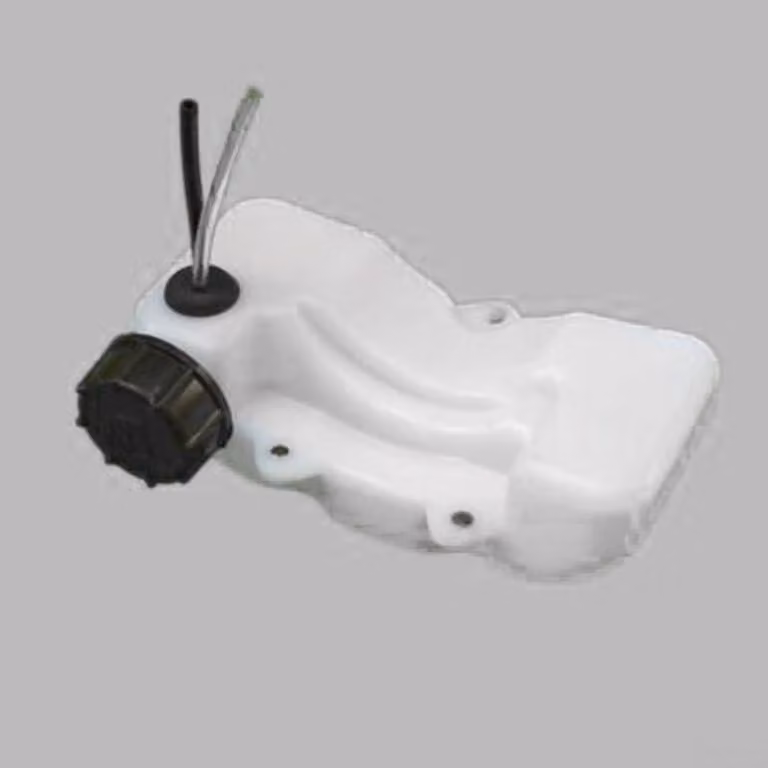 Serbatoio universale per carburante, adatto per trimmer da giardino, cespugliatori e motoseghe, dimensioni 185x90 mm, completo di tubi per il carburante