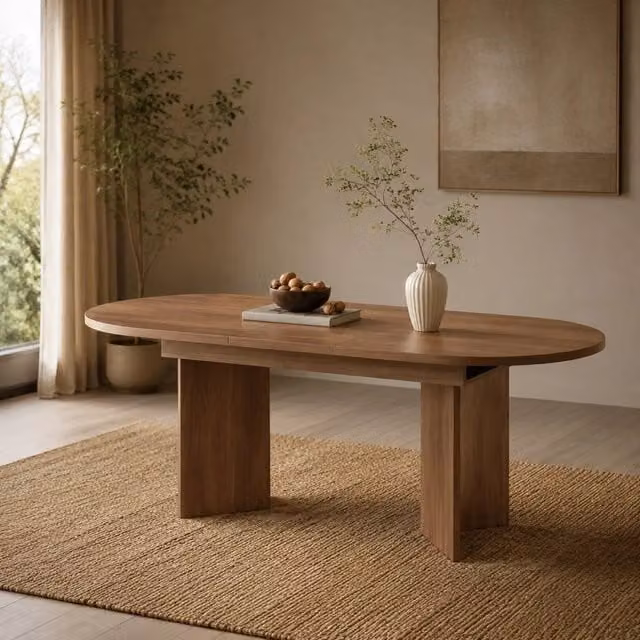Tavolo da Pranzo Estendibile 140/180x90 cm in MDF, Nucleo Duretto, per 6-8 Persone con Angoli Arrotondati
