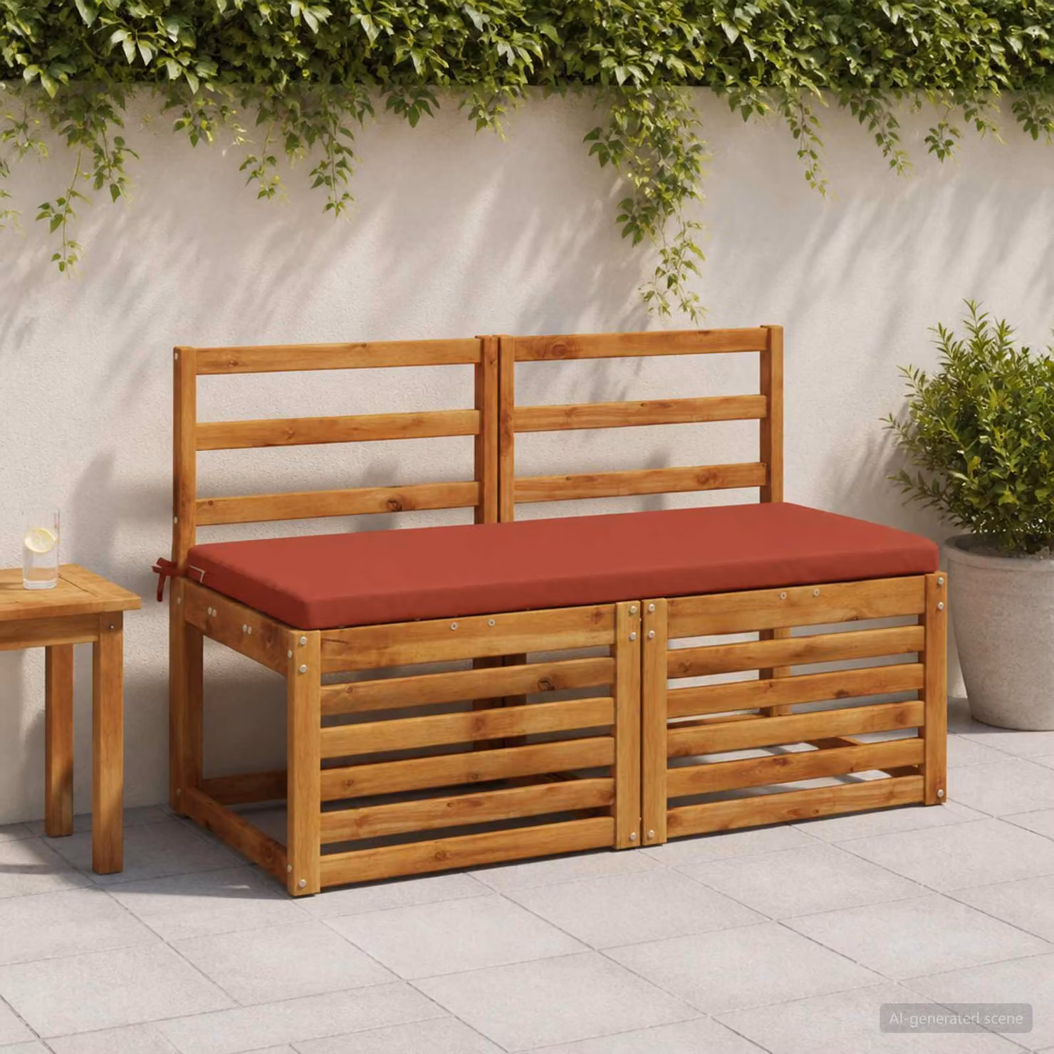Set di 2 cuscini per panchina vidaXL in poliestere rosso con imbottitura in schiuma e coperture rimovibili lavabili
