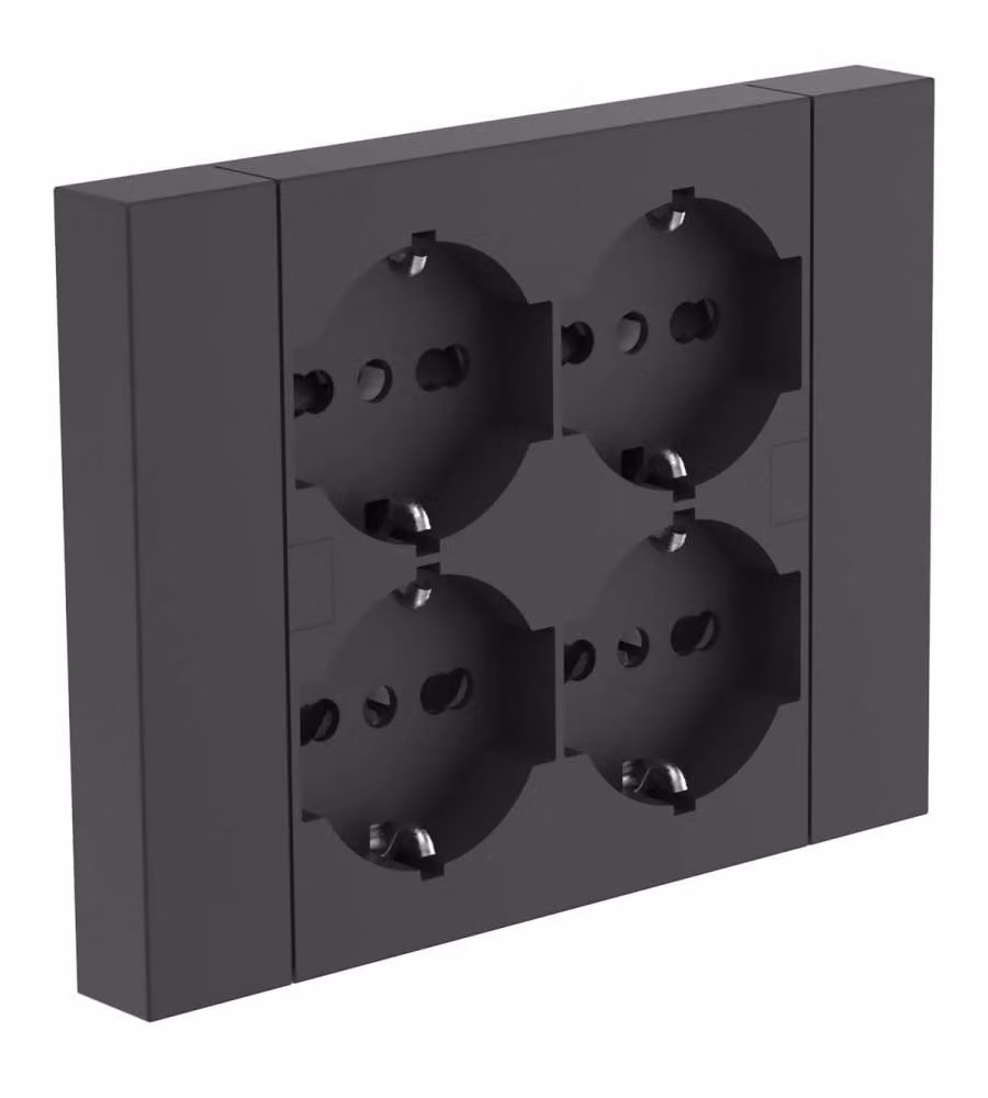 Electraline Multipresa da incasso Quadra 4 prese Schuko P40 per scatole 3 moduli - Nera