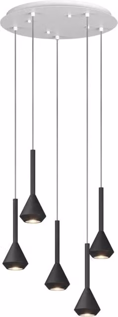 Lampadario Moderno Aygo Metallo Bianco Nero 5 Luci Gu10