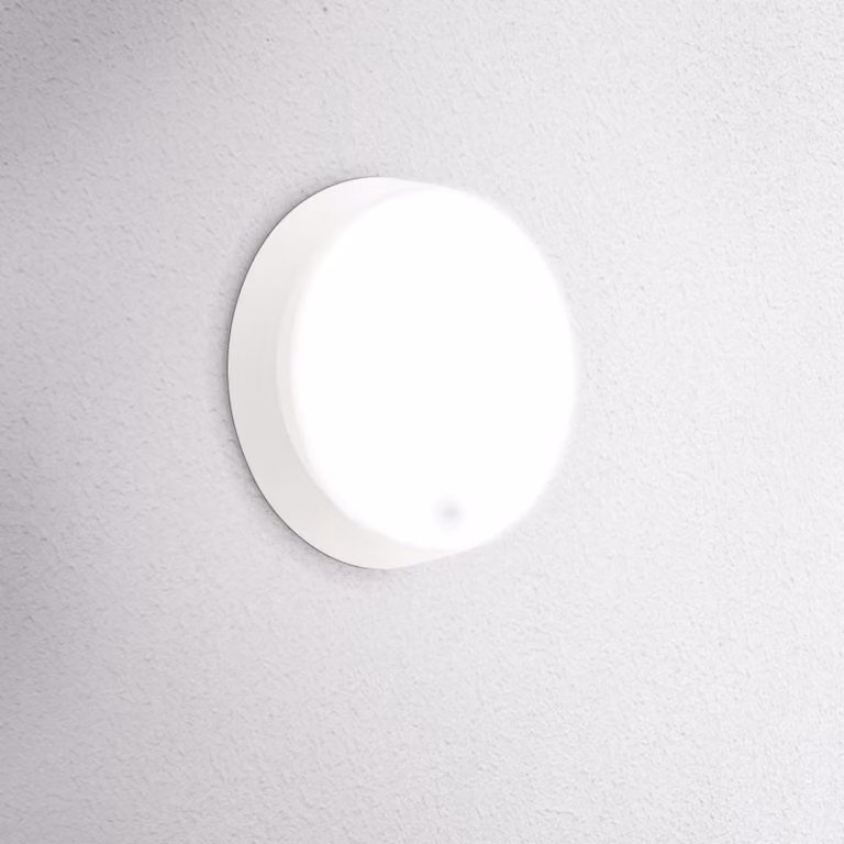 CENTURY Lampada da parete LED rotonda per esterni OASI CCT 14W 3000/4000/6500K IP54 bianca con sensore di movimento
