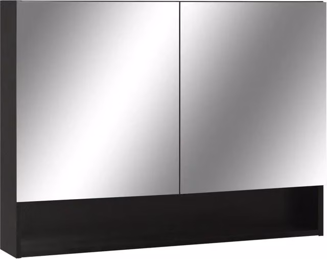 Armadietto da bagno con specchio e illuminazione LED Design In, nero opaco, L: 80 cm, H: 60 cm, P: 15 cm – 1