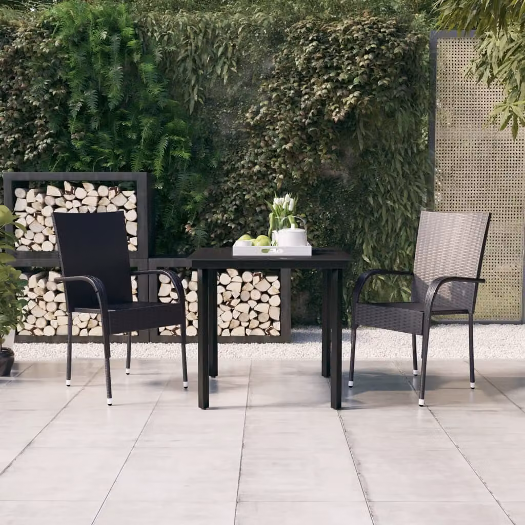 Maison Exclusive - Set da pranzo da giardino 3 pezzi nero