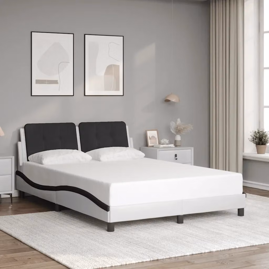 Letto matrimoniale Zadar in similpelle nero e bianco L/P/H: 140 x 200 cm – 2