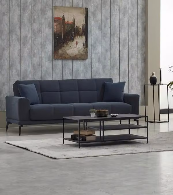 Dreisitzer Polstersofa Couch 3 Sitzer Stoffsofa Grau Sofa Wohnzimmer