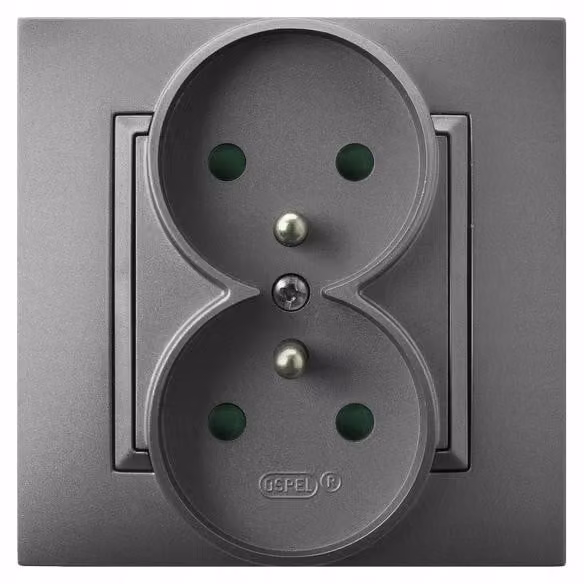 Prese multiple Aria GP-2UZP/70, doppia presa con messa a terra, colore grigio opaco