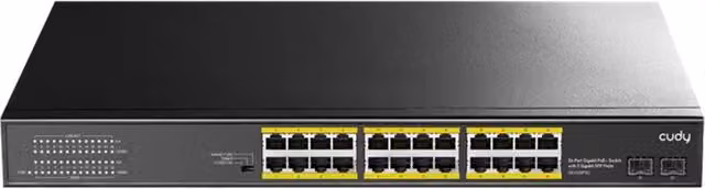 Switch CUDY GS1028PS2 Gigabit PoE+ con 24 porte e 2 porte SFP, Nero