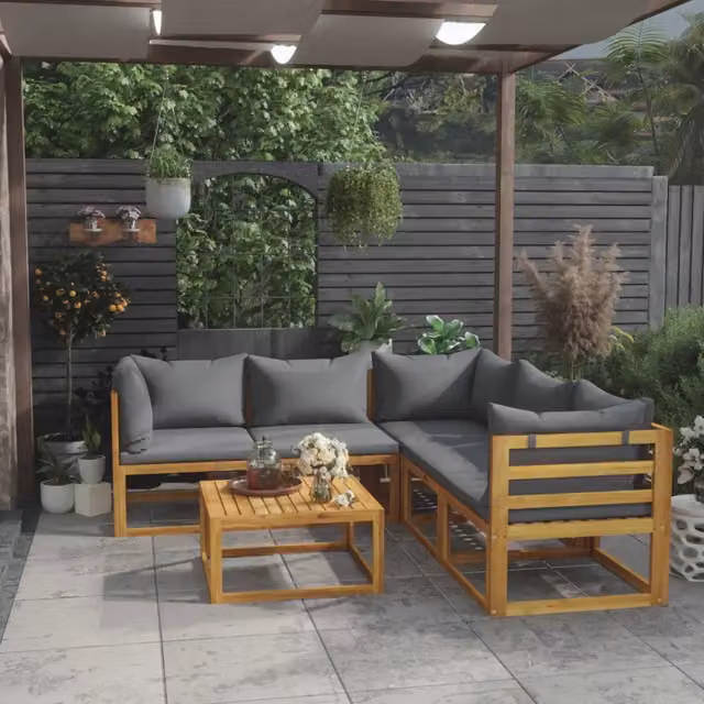 Set Divani da Giardino 6 pz con Cuscini in Massello di Acacia 3057612