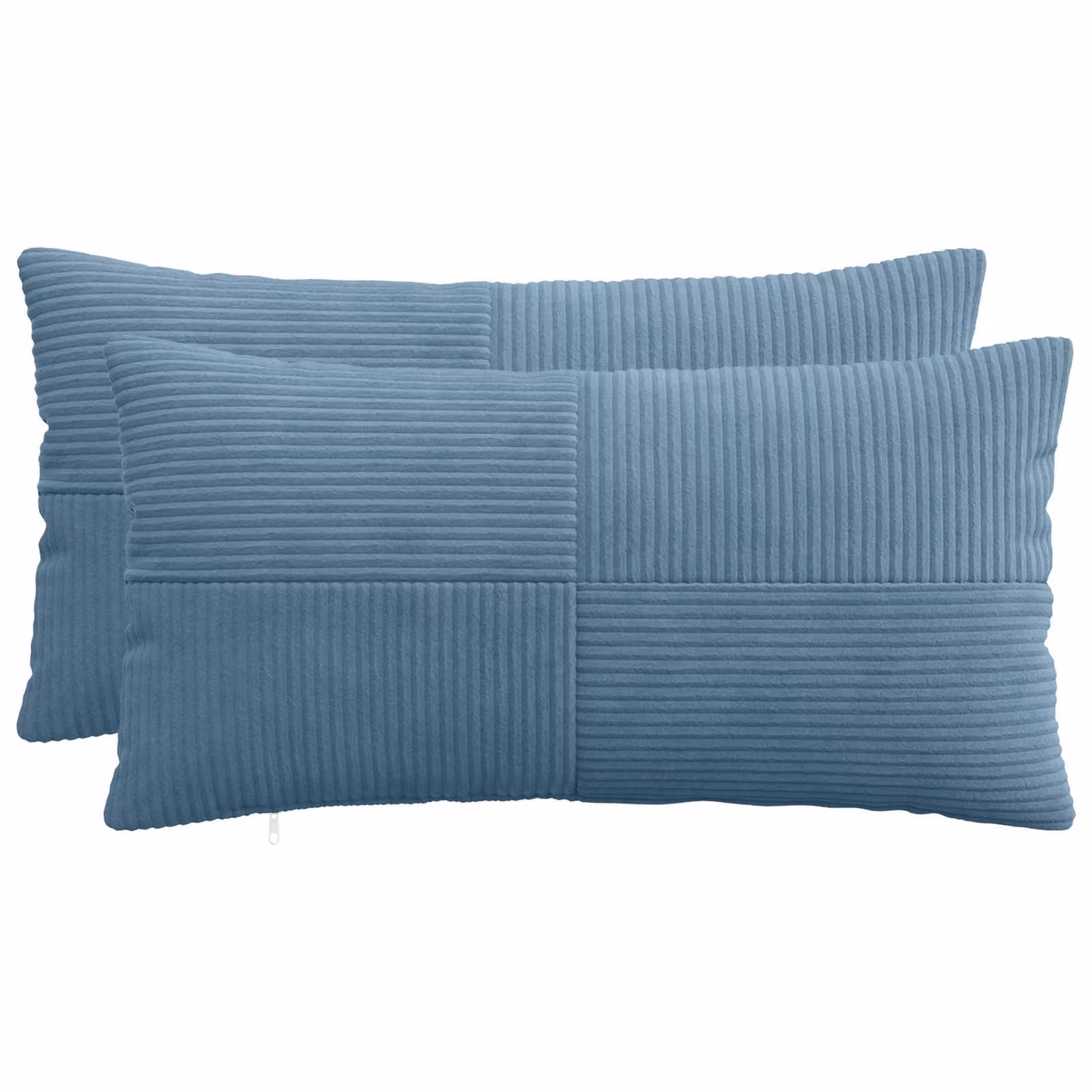 Set di 2 federe vidaXL ALMELO blu in velluto a coste, L 40 cm x P 70 cm