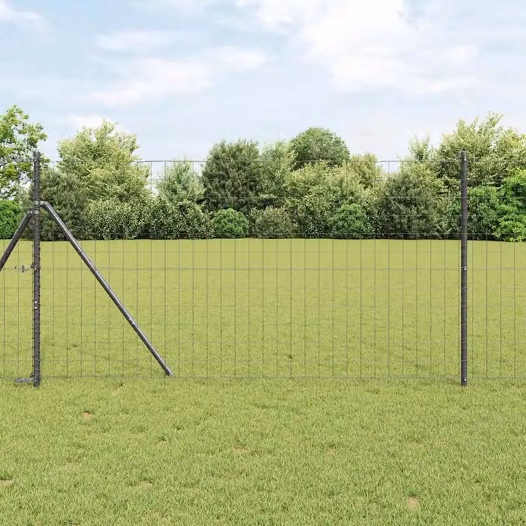 vidaXL Recinzione in rete metallica con rivestimento in PVC grigia, fissaggio a terra, 10 x 1 m