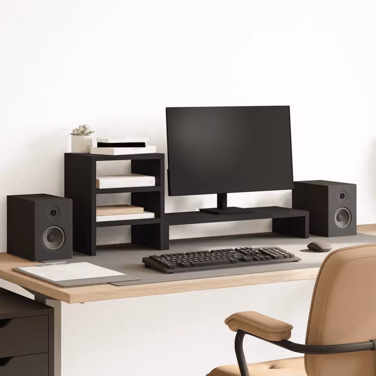 Supporto Monitor con Organizzatore vidaXL Nero in Truciolato L 40 x P 30 x H 12 cm
