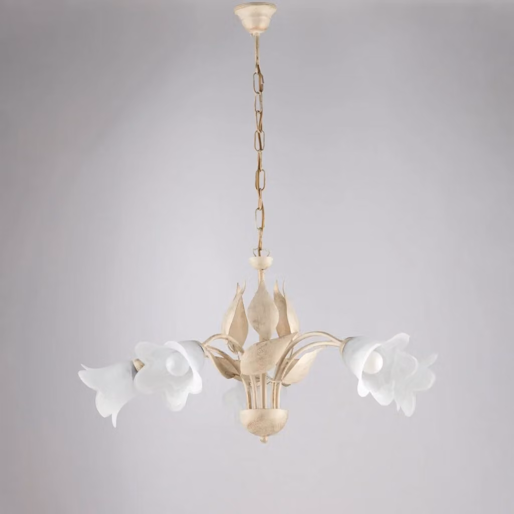 Lampadario a sospensione Olga BeLight in metallo e vetro, colore oro e bianco, con altezza regolabile – 2