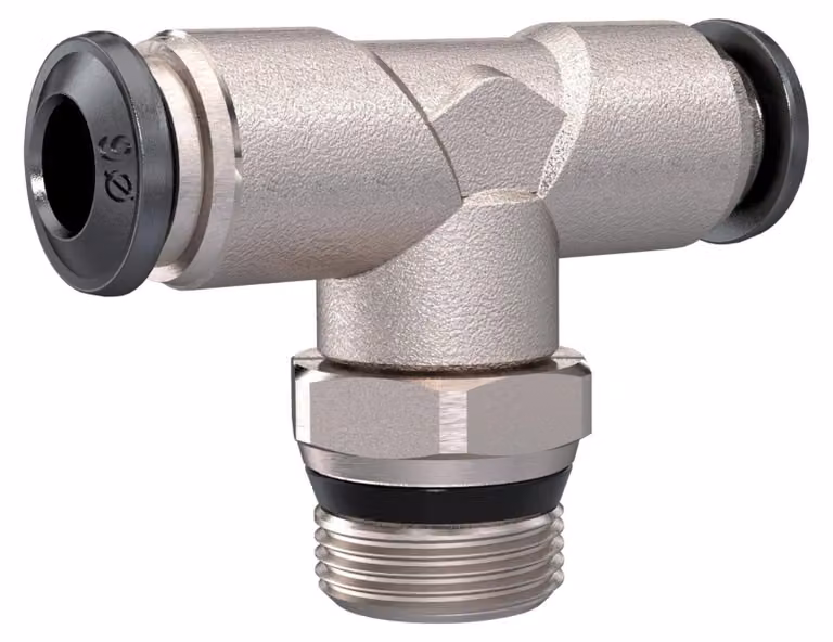 Raccordo a T a pressione universale filetto maschio corto 1/4 ″ SW 15 mm conico girevole 8 mm
