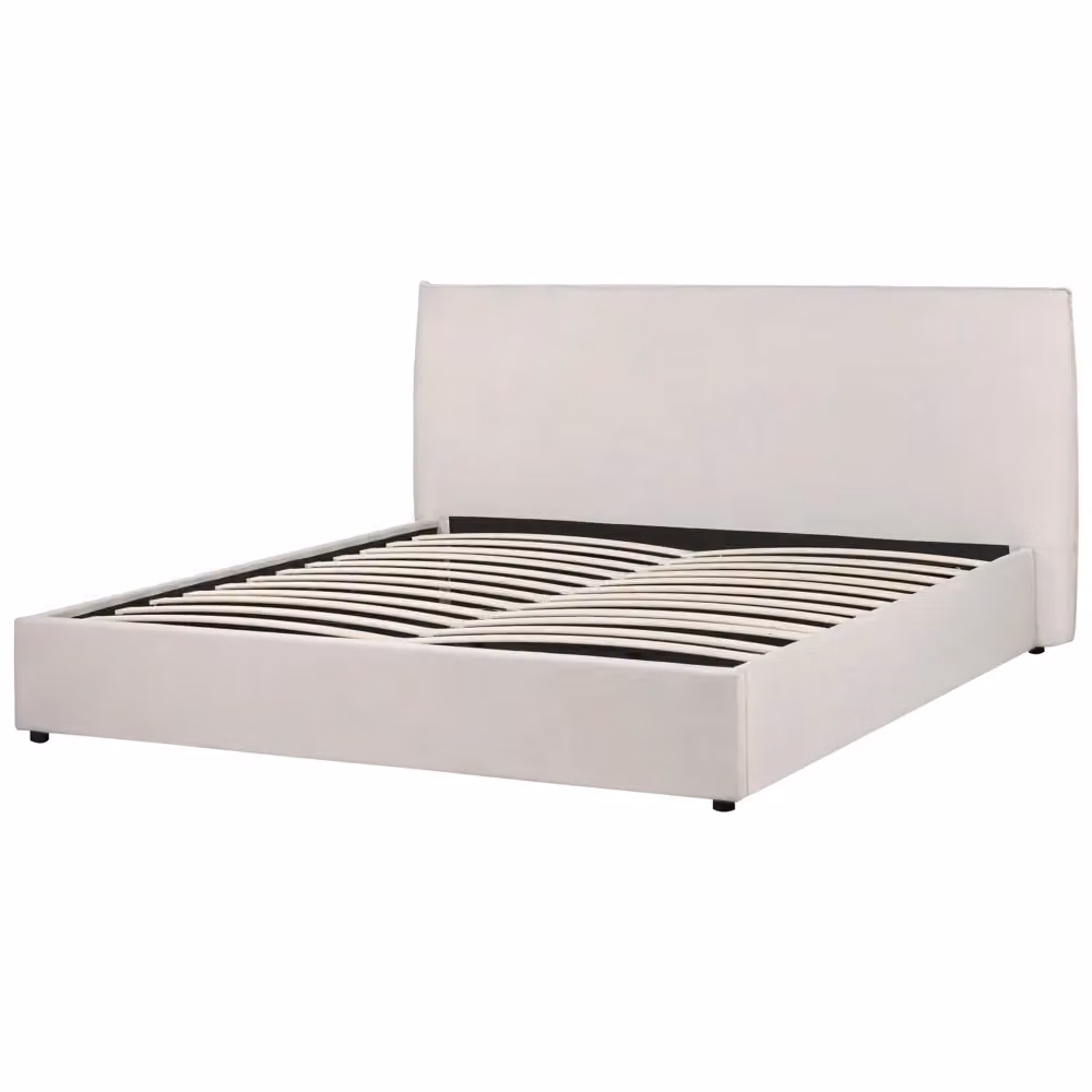 Letto King Size Beliani con contenitore e testata classica in velluto bianco, L/P/H: 180 x 200 x 102 cm – 2
